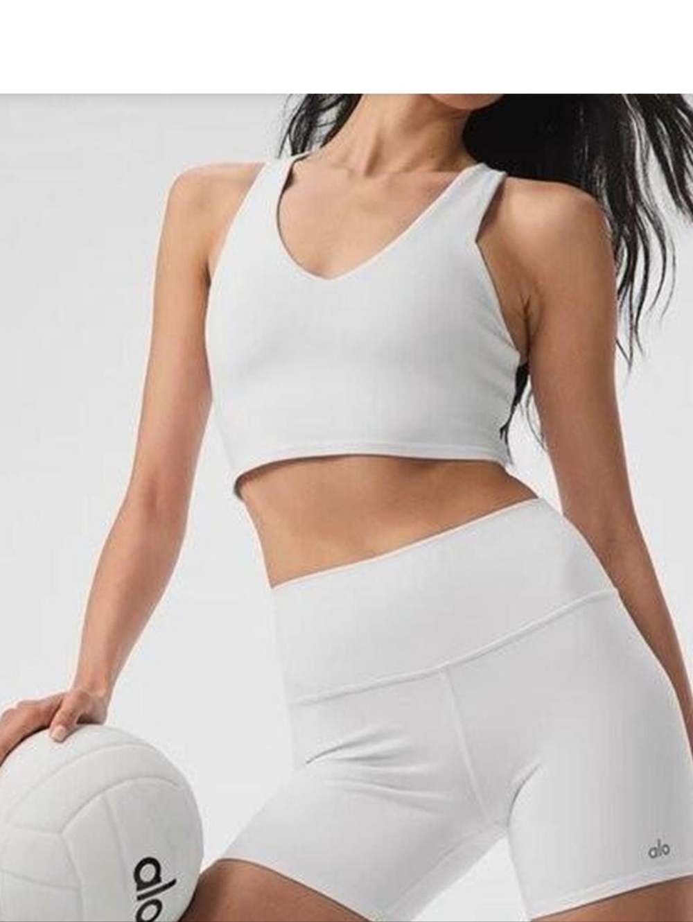 Alo Real Bra Tank Athletic Sports Bra Crop Top V-neck Build In Bra Medium - Picture 7 of 7